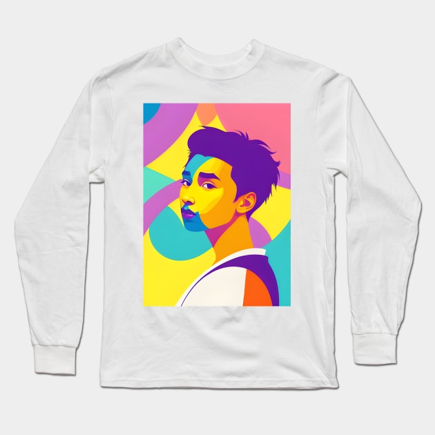 Pop art boy portrait Long Sleeve T-Shirt by hazaki